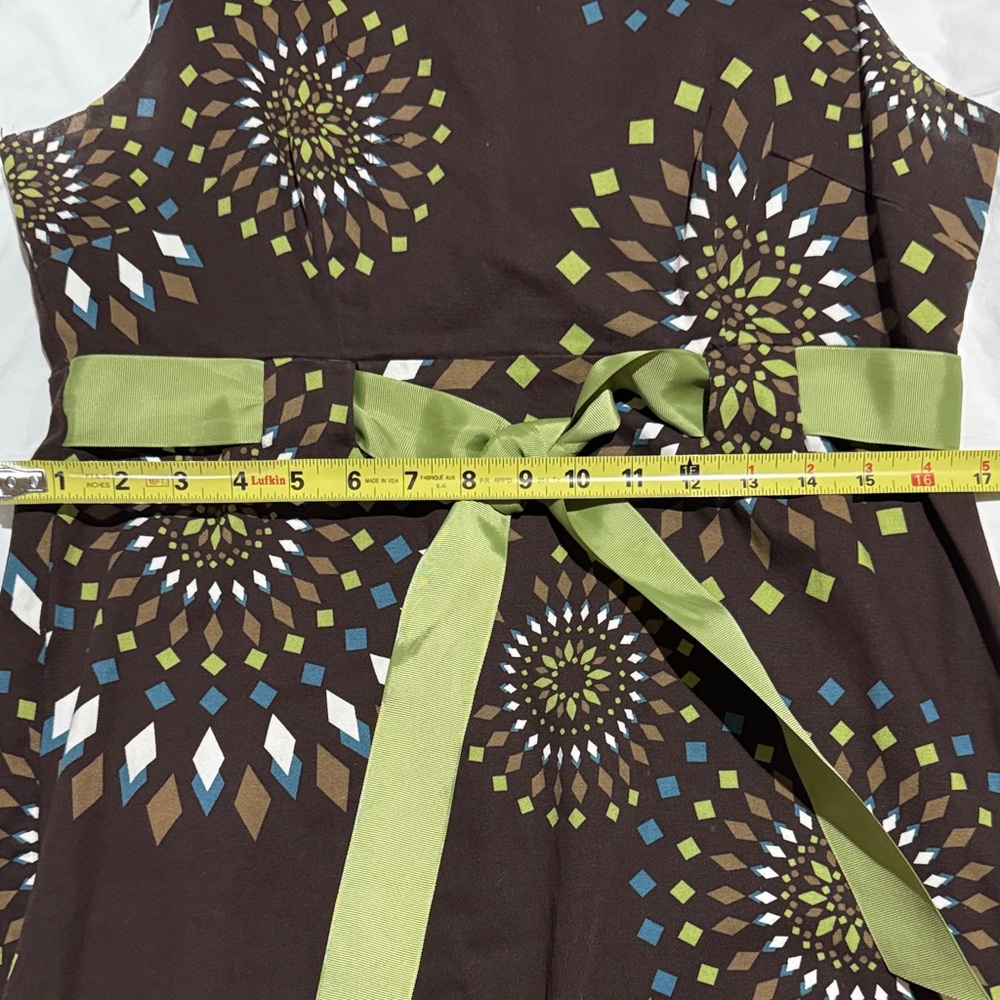 Jessica Howard  Sleeveless Brown and Green Patterned Mini Dress - Picture 9 of 10